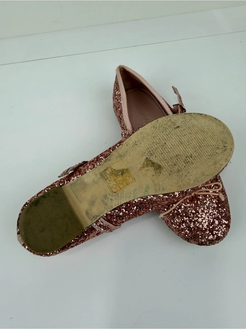 J.Crew Cuts Rose Gold Glitter Mary Jane Ballet Flats Kids Size 3